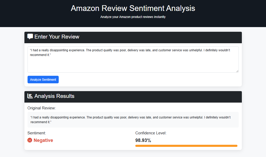 Amazon Review Sentiment Analyzer | AI-Powered Web Application